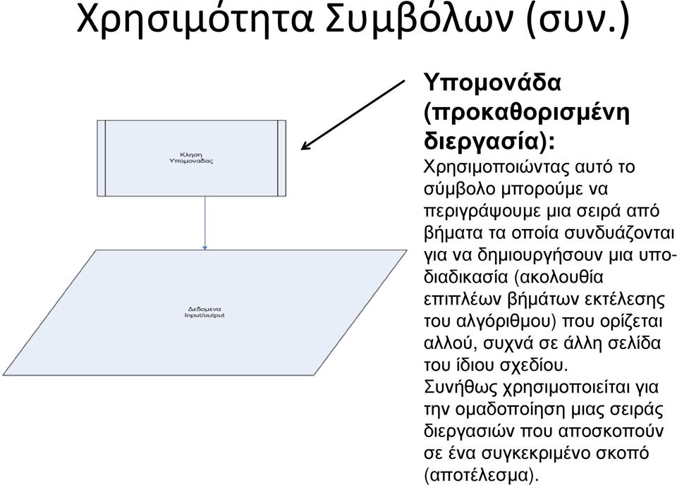 από βήµατα τα οποία συνδυάζονται για να δηµιουργήσουν µια υποδιαδικασία (ακολουθία επιπλέων βήµάτων εκτέλεσης