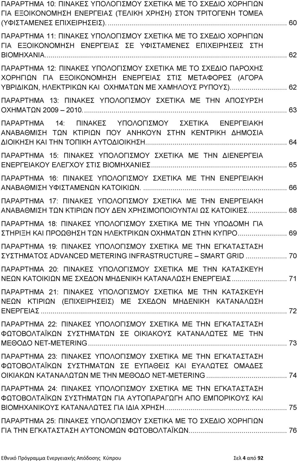 ... 62 ΠΑΡΑΡΤΗΜΑ 12: ΠΙΝΑΚΕΣ ΥΠΟΛΟΓΙΣΜΟΥ ΣΧΕΤΙΚΑ ΜΕ ΤΟ ΣΧΕΔΙΟ ΠΑΡΟΧΗΣ ΧΟΡΗΓΙΩΝ ΓΙΑ ΕΞΟΙΚΟΝΟΜΗΣΗ ΕΝΕΡΓΕΙΑΣ ΣΤΙΣ ΜΕΤΑΦΟΡΕΣ (ΑΓΟΡΑ ΥΒΡΙΔΙΚΩΝ, ΗΛΕΚΤΡΙΚΩΝ ΚΑΙ ΟΧΗΜΑΤΩΝ ΜΕ ΧΑΜΗΛΟΥΣ ΡΥΠΟΥΣ).