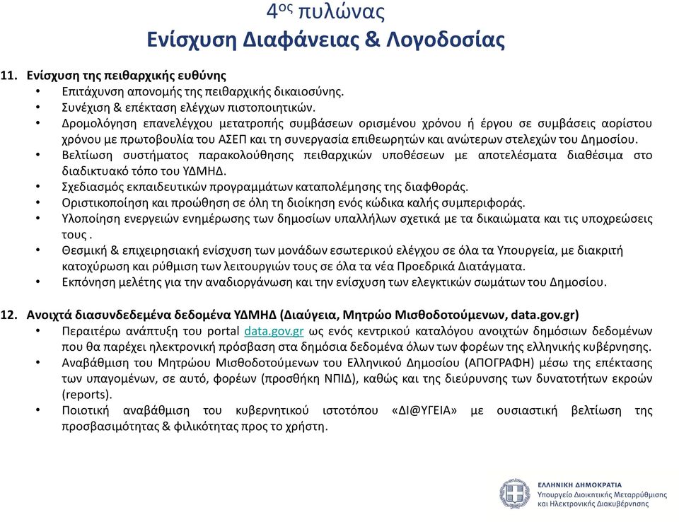 Βελτίωση συστήματος παρακολούθησης πειθαρχικών υποθέσεων με αποτελέσματα διαθέσιμα στο διαδικτυακό τόπο του ΥΔΜΗΔ. Σχεδιασμός εκπαιδευτικών προγραμμάτων καταπολέμησης της διαφθοράς.