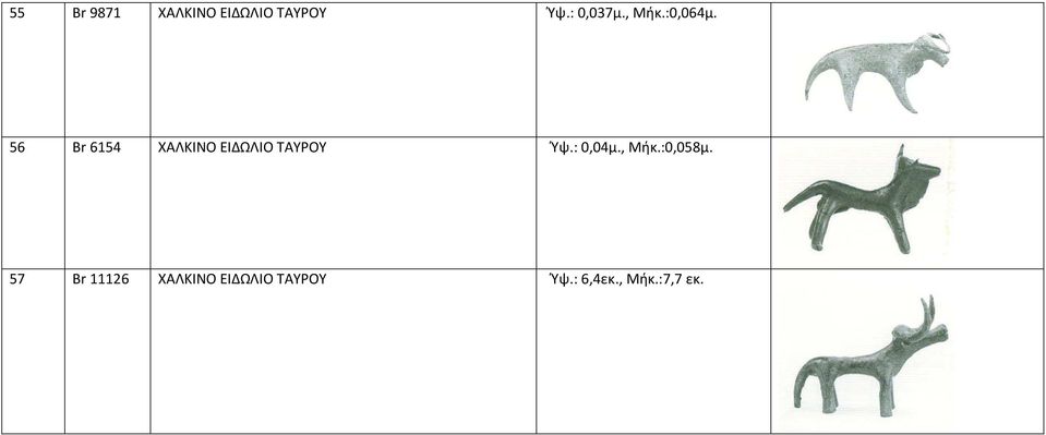 56 Br 6154 ΧΑΛΚΙΝΟ ΕΙΔΩΛΙΟ ΤΑΥΡΟΥ Ύψ.: 0,04μ.