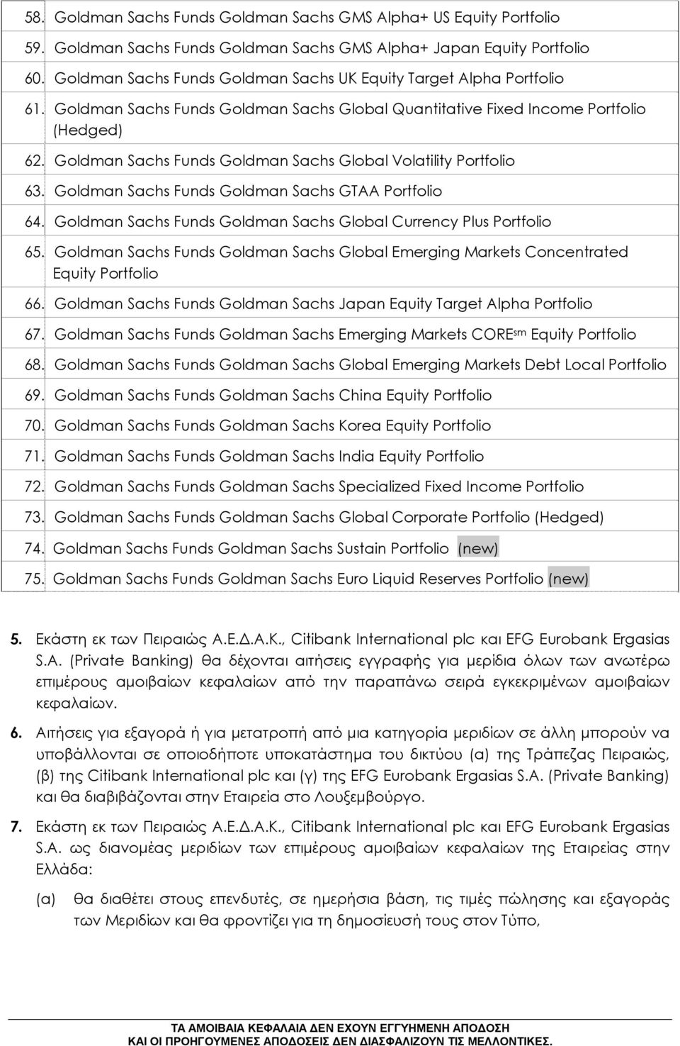 Goldman Sachs Funds Goldman Sachs Global Volatility Portfolio 63. Goldman Sachs Funds Goldman Sachs GTAA Portfolio 64. Goldman Sachs Funds Goldman Sachs Global Currency Plus Portfolio 65.