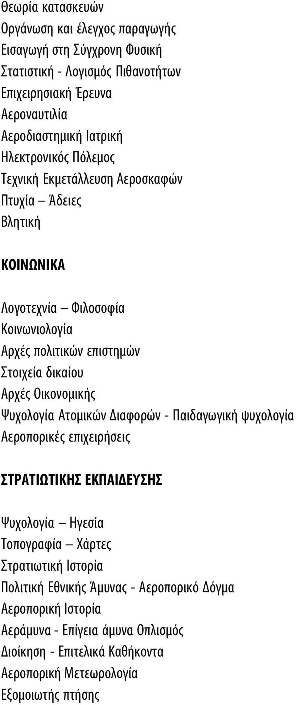 Οικονομικής Ψυχολογία Ατομικών Διαφορών - Παιδαγωγική ψυχολογία Αεροπορικές επιχειρήσεις ΣΤΡΑΤΙΩΤΙΚΗΣ ΕΚΠΑΙΔΕΥΣΗΣ Ψυχολογία Ηγεσία Τοπογραφία Χάρτες Στρατιωτική Ιστορία