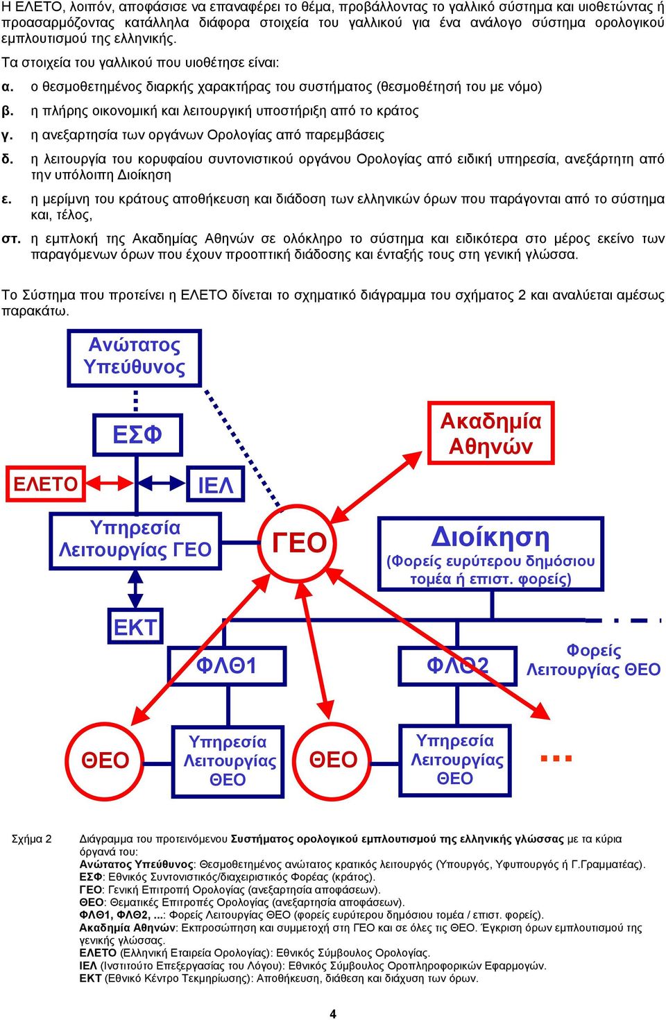 η πλήρης οικονομική και λειτουργική υποστήριξη από το κράτος γ. η ανεξαρτησία των οργάνων Ορολογίας από παρεμβάσεις δ.