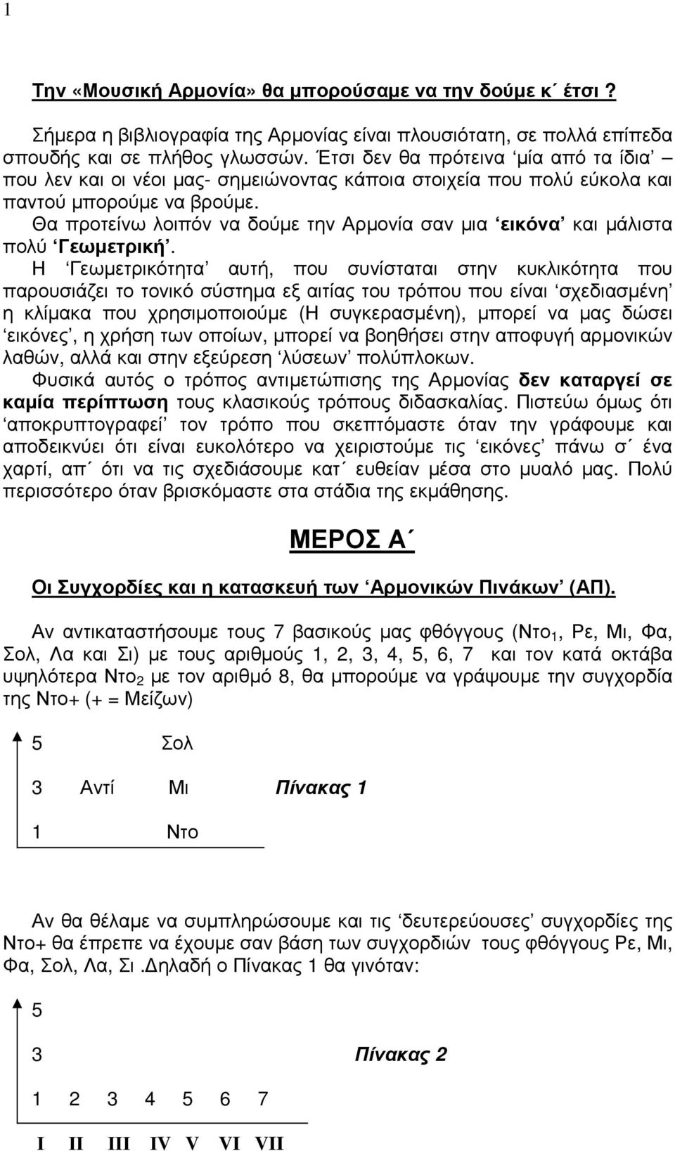 Θα προτείνω λοιπόν να δούµε την Αρµονία σαν µια εικόνα και µάλιστα πολύ Γεωµετρική.