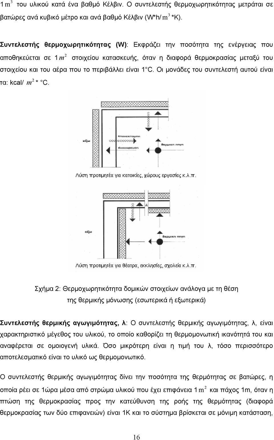 είναι 1 C. Οι μονάδες του συντελεστή αυτού είναι τα: kcal/ 2 m * C.