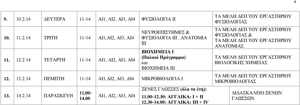 14 ΤΡΙΤΗ 11-14 ΑΙ1,ΑΙ2,