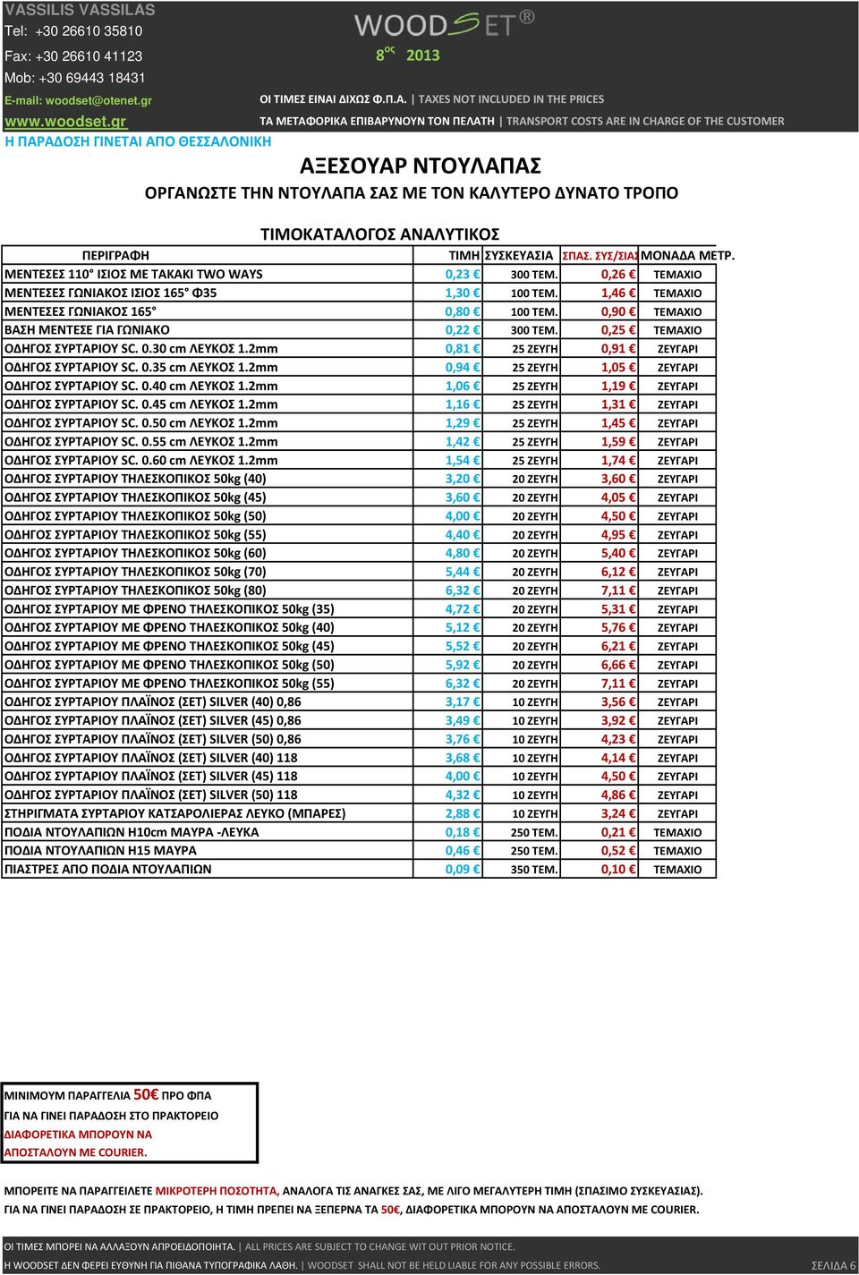 2mm 0,81 25 ΖΕΥΓΗ 0,91 ΖΕΥΓΑΡΙ OΔHΓOΣ ΣΥΡΤΑΡΙOY SC. 0.35 cm ΛEYKOΣ 1.2mm 0,94 25 ΖΕΥΓΗ 1,05 ΖΕΥΓΑΡΙ OΔHΓOΣ ΣΥΡΤΑΡΙOY SC. 0.40 cm ΛEYKOΣ 1.2mm 1,06 25 ΖΕΥΓΗ 1,19 ΖΕΥΓΑΡΙ OΔHΓOΣ ΣΥΡΤΑΡΙOY SC. 0.45 cm ΛEYKOΣ 1.