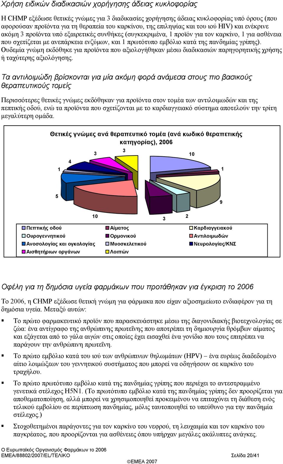 κατά της πανδημίας γρίπης). Ουδεμία γνώμη εκδόθηκε για προϊόντα που αξιολογήθηκαν μέσω διαδικασιών παρηγορητικής χρήσης ή ταχύτερης αξιολόγησης.