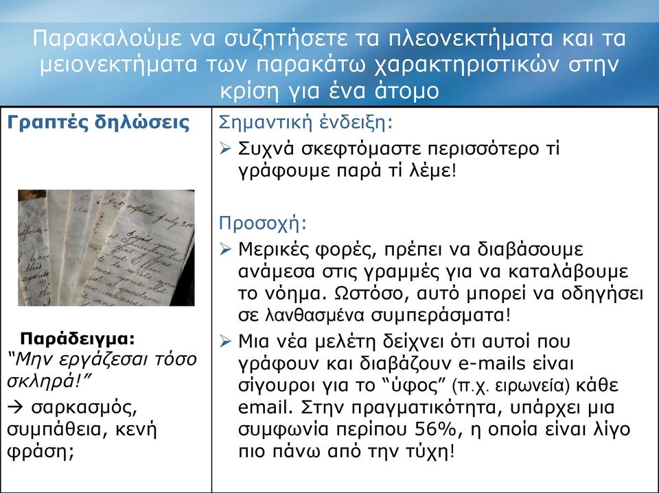 σαρκασμός, συμπάθεια, κενή φράση; Προσοχή: Μερικές φορές, πρέπει να διαβάσουμε ανάμεσα στις γραμμές για να καταλάβουμε το νόημα.