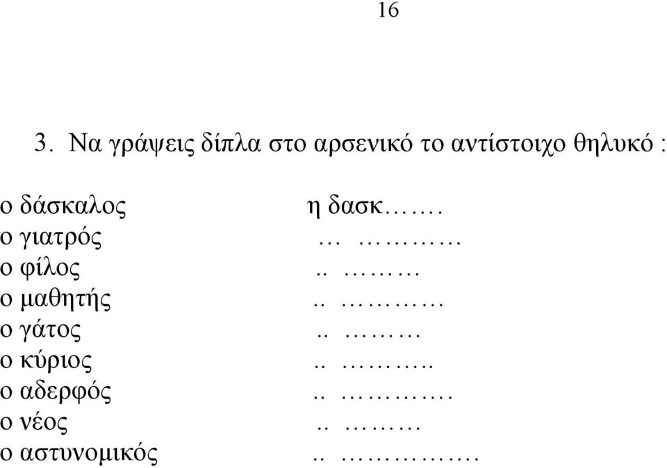 φίλος ο μαθητής ο γάτος ο κύριος ο αδερφός