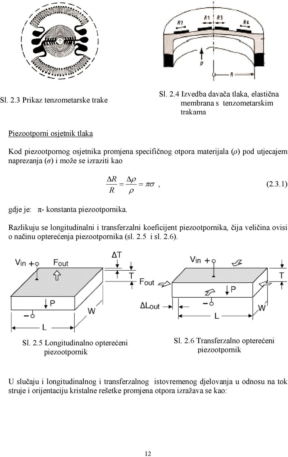 materijala (ρ) od utjecajem narezanja (σ) i može se izraziti kao ΔR R gdje je: π- konstanta iezootornika. Δρ = = πσ, (2.3.