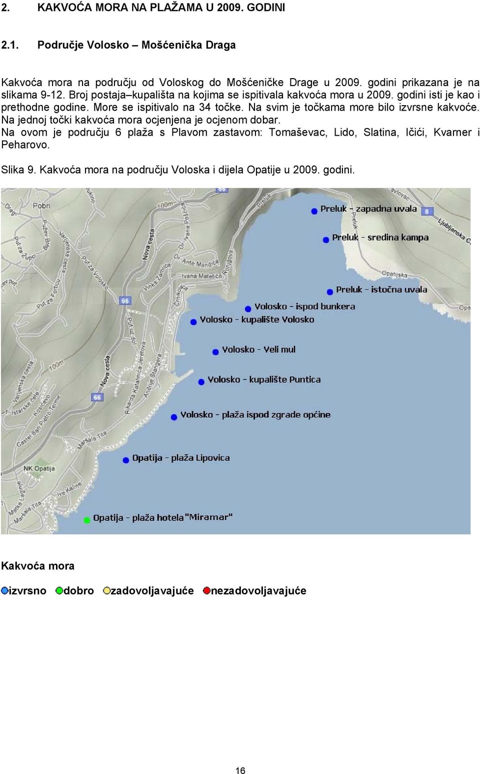 More se ispitivalo na 34 točke. Na svim je točkama more bilo izvrsne kakvoće. Na jednoj točki kakvoća mora ocjenjena je ocjenom dobar.