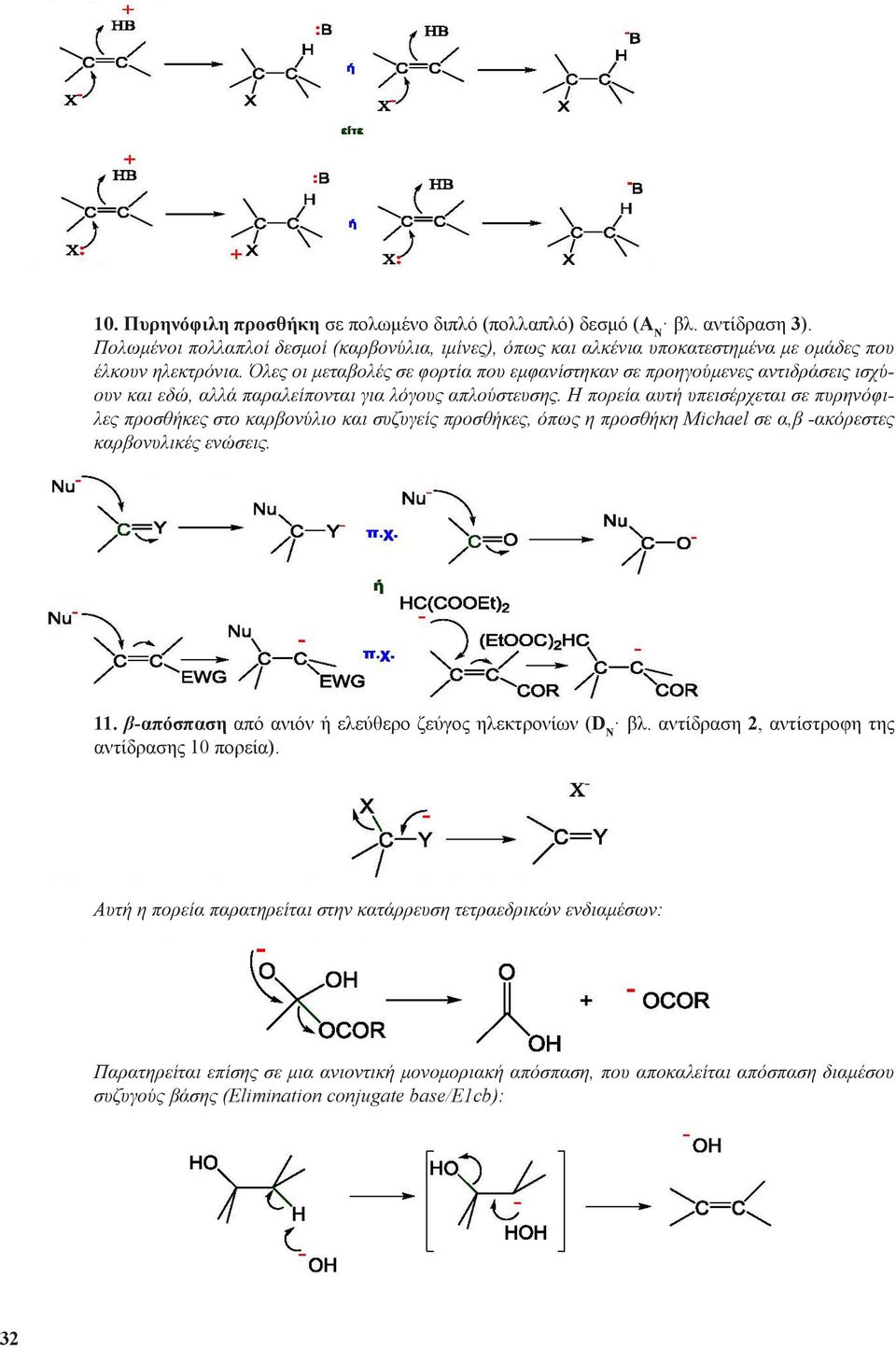 Η πορεία αυτή υπεισέρχεται σε πυρηνόφιλες προσθήκες στο καρβονύλιο και συζυγείς προσθήκες, όπως η προσθήκη Michael σε α,β -ακόρεστες καρβονυλικές ενώσεις. 11.