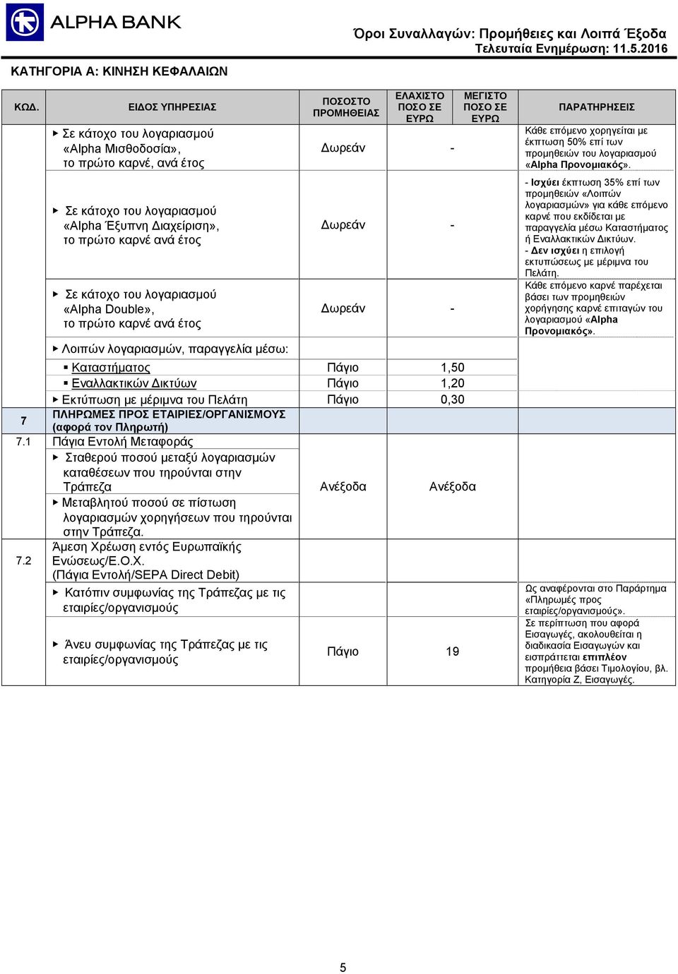 Πάγιο 0,30 7 ΠΛΗΡΩΜΕΣ ΠΡΟΣ ΕΤΑΙΡΙΕΣ/ΟΡΓΑΝΙΣΜΟΥΣ (αφορά τον Πληρωτή) 7.