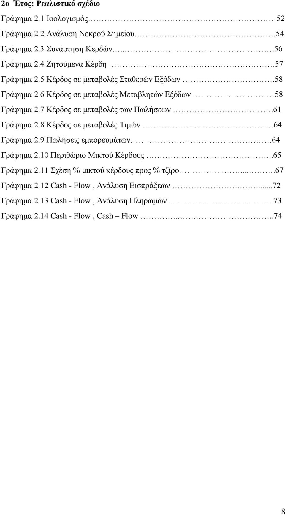 61 Γράφημα 2.8 Κέρδος σε μεταβολές Τιμών 64 Γράφημα 2.9 Πωλήσεις εμπορευμάτων.64 Γράφημα 2.10 Περιθώριο Μικτού Κέρδους..65 Γράφημα 2.