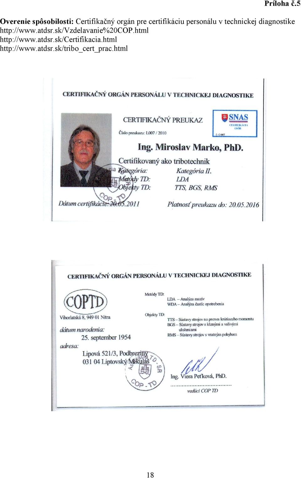 certifikáciu personálu v technickej diagnostike
