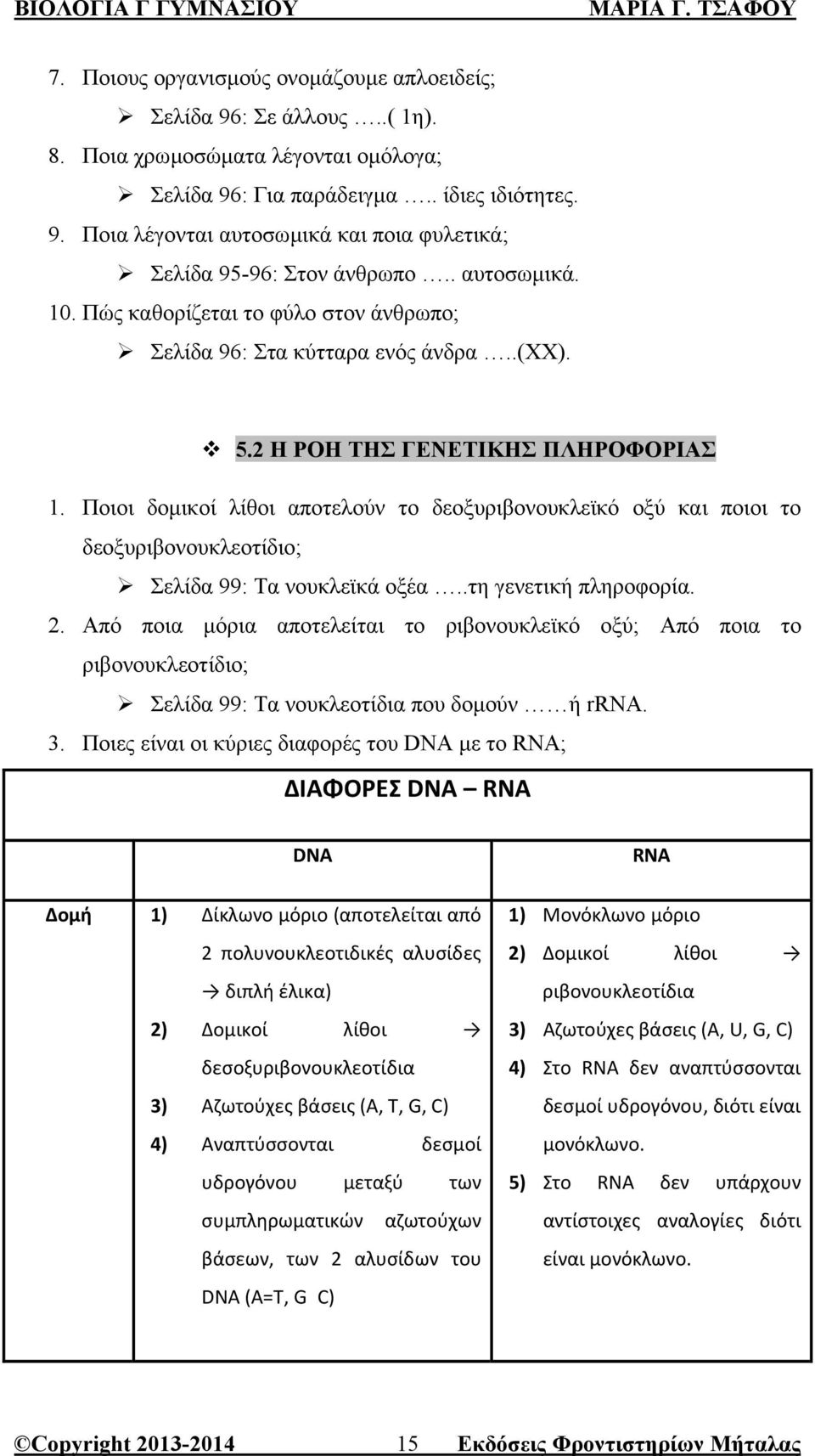 Ποιοι δοµικοί λίθοι αποτελούν το δεοξυριβονουκλεϊκό οξύ και ποιοι το δεοξυριβονουκλεοτίδιο; Σελίδα 99: Τα νουκλεϊκά οξέα..τη γενετική πληροφορία. 2.