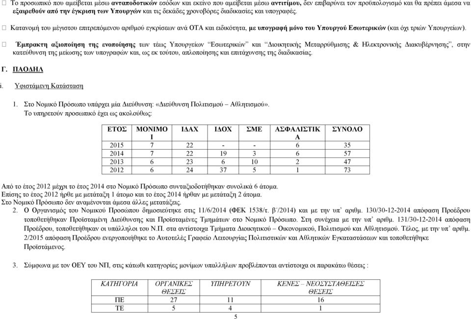 Έμπρακτη αξιοποίηση της ενοποίησης των τέως Υπουργείων Εσωτερικών και Διοικητικής Μεταρρύθμισης & Ηλεκτρονικής Διακυβέρνησης, στην κατεύθυνση της μείωσης των υπογραφών και, ως εκ τούτου, απλοποίησης