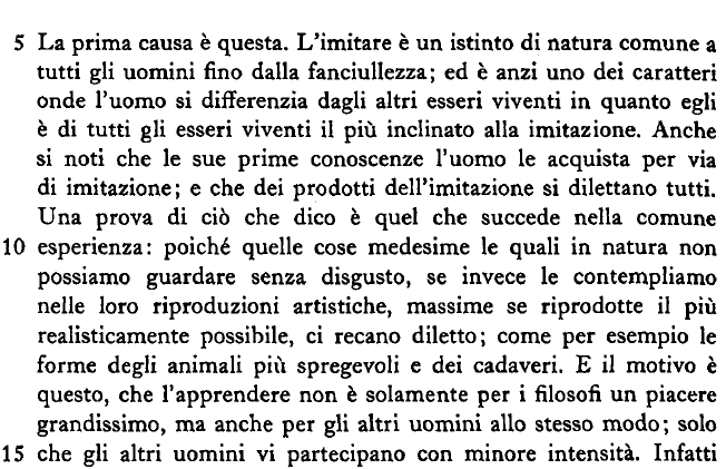 Aristotele, Poetica - 2 - Ἔτι δὲ τούτων τρίτη διαφορὰ τὸ ὡς ἕκαστα τούτων [1448a.20] μιμήσαιτο ἄν τις.