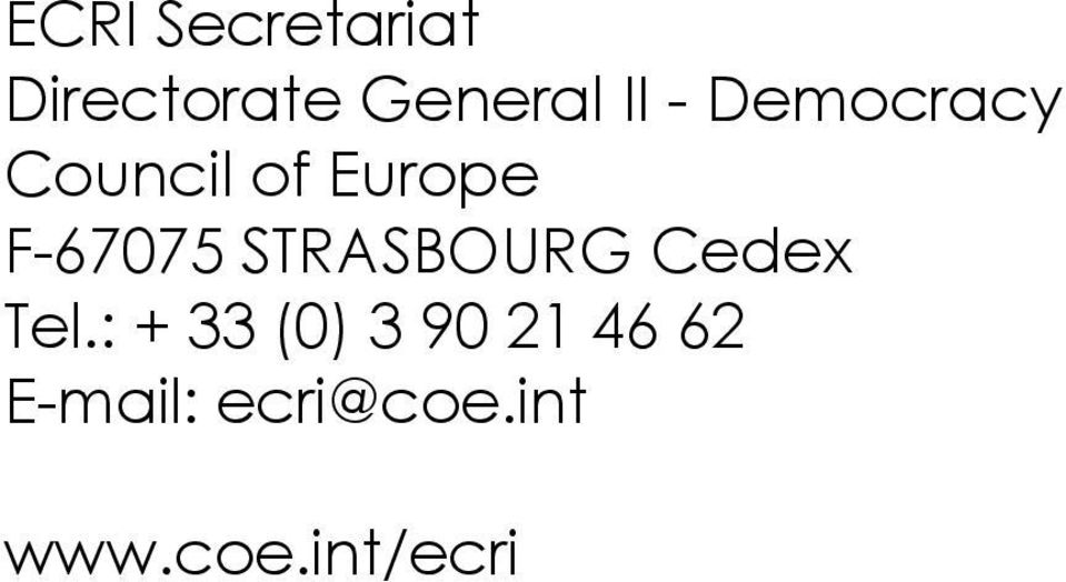 STRASBOURG Cedex Tel.