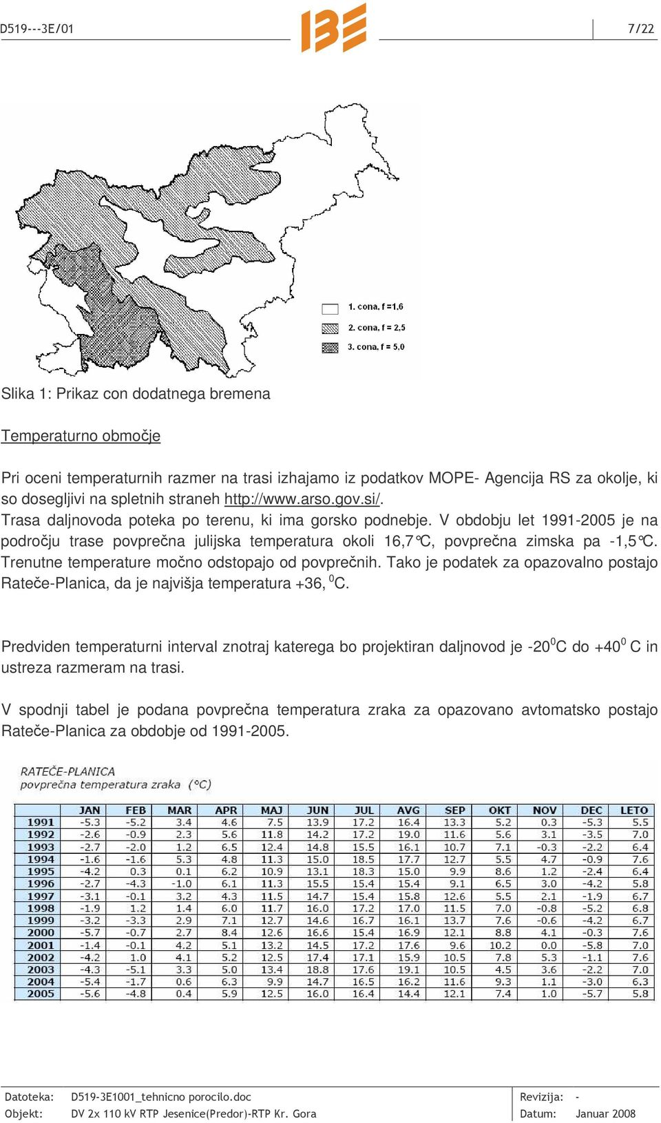 V obdobju let 1991-2005 je na podroju trase povprena julijska temperatura okoli 16,7 C, povprena zimska pa -1,5 C. Trenutne temperature mono odstopajo od povprenih.