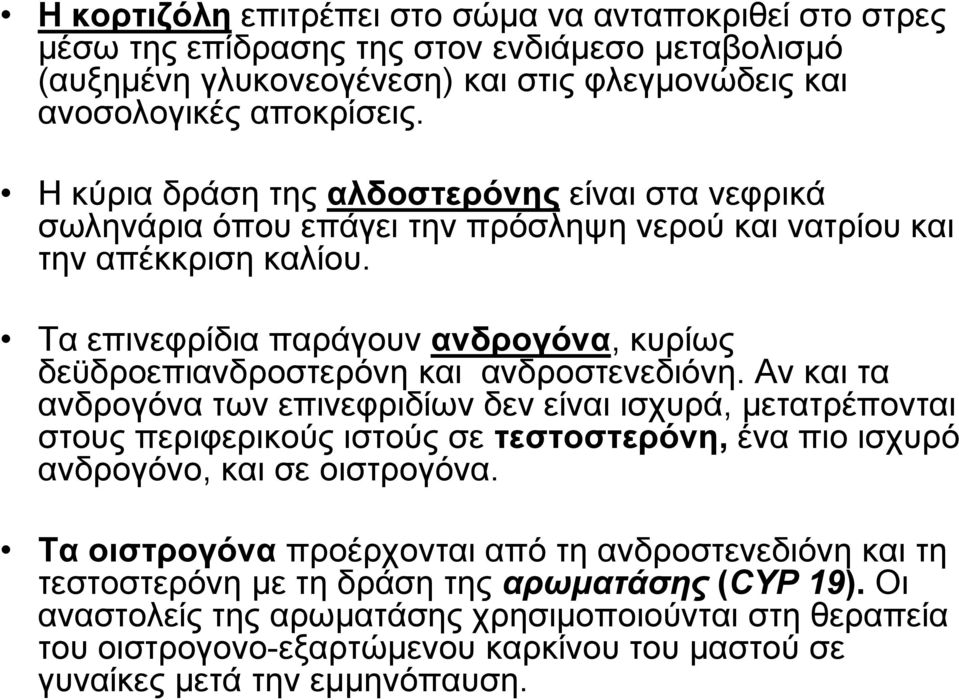 Τα επινεφρίδια παράγουν ανδρογόνα, κυρίως δεϋδροεπιανδροστερόνη και ανδροστενεδιόνη.