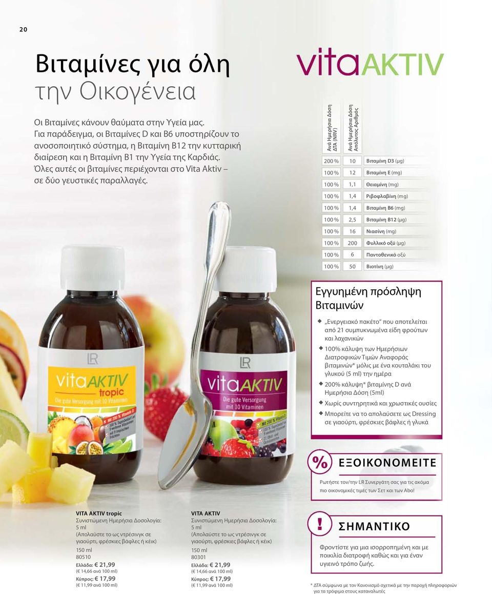 Όλες αυτές οι βιταμίνες περιέχονται στο Vita Aktiv σε δύο γευστικές παραλλαγές.