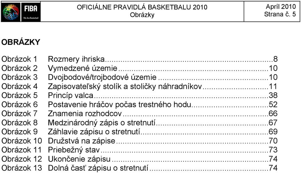 .. 38 Obrázok 6 Postavenie hráčov počas trestného hodu... 52 Obrázok 7 Znamenia rozhodcov... 66 Obrázok 8 Medzinárodný zápis o stretnutí.