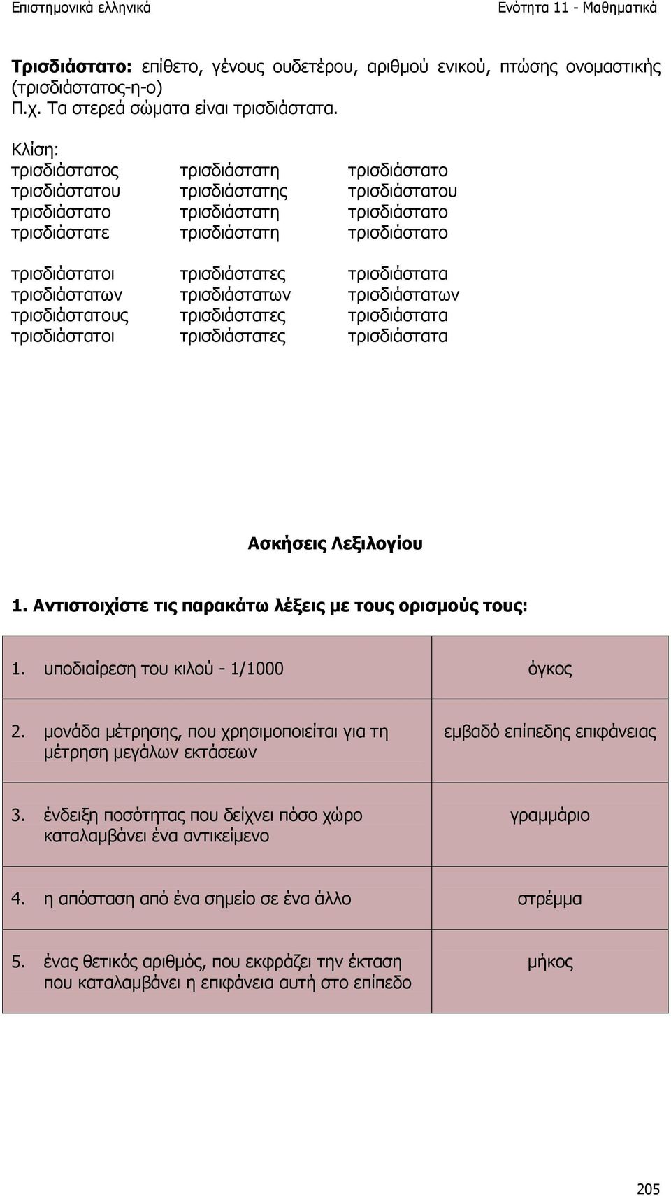 τρισδιάστατα τρισδιάστατων τρισδιάστατων τρισδιάστατων τρισδιάστατους τρισδιάστατες τρισδιάστατα τρισδιάστατοι τρισδιάστατες τρισδιάστατα Ασκήσεις Λεξιλογίου 1.