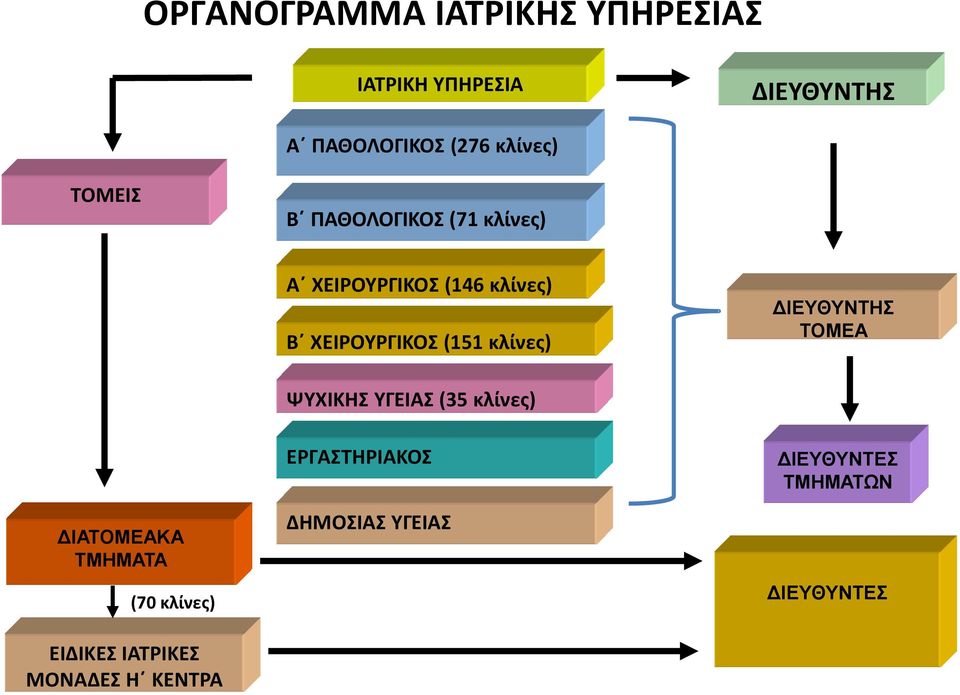 κλίνες) ΔΙΕΥΘΥΝΤΗΣ ΤΟΜΕΑ ΨΥΧΙΚΗΣ ΥΓΕΙΑΣ (35 κλίνες) ΔΙΑΤΟΜΕΑΚΑ ΤΜΗΜΑΤΑ (70 κλίνες)