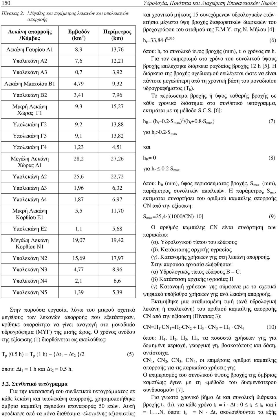 25,6 22,72 Υπολεκάνη 3 1,96 6,32 Υπολεκάνη 4 1,87 6,97 Μικρή Λεκάνη Κορθίου Ε1 5,5 11,70 Υπολεκάνη Ε2 1,1 5,68 Μεγάλη Λεκάνη Κορθίου Ν1 19,07 19,42 Υπολεκάνη Ν2 15,69 17,97 Υπολεκάνη Ν3 4,77 8,96