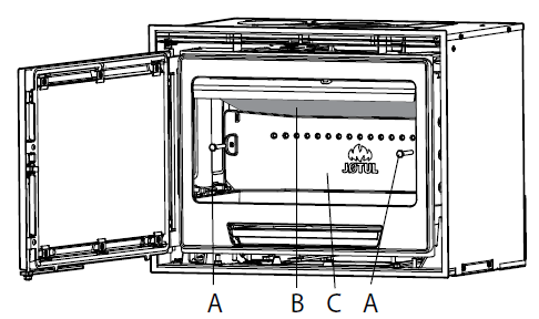 Χωρίς την πρόσβαση στο πίσω μέρος του θαλάμου συναγωγής Σχ. 3 Αφαιρέστε τις πλευρικές πλάκες καύσης (Σχ. 3) Σχ.