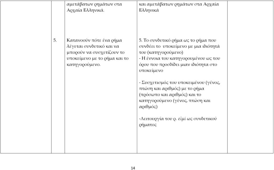 Το συνδετικό ρήμα ως το ρήμα που συνδέει το υποκείμενο με μια ιδιότητά του (κατηγορούμενο) - Η έννοια του κατηγορουμένου ως του όρου που