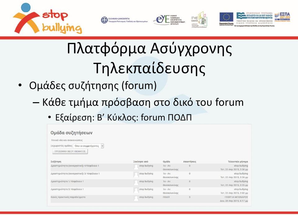 (forum) Κάθε τμήμα πρόσβαση στο