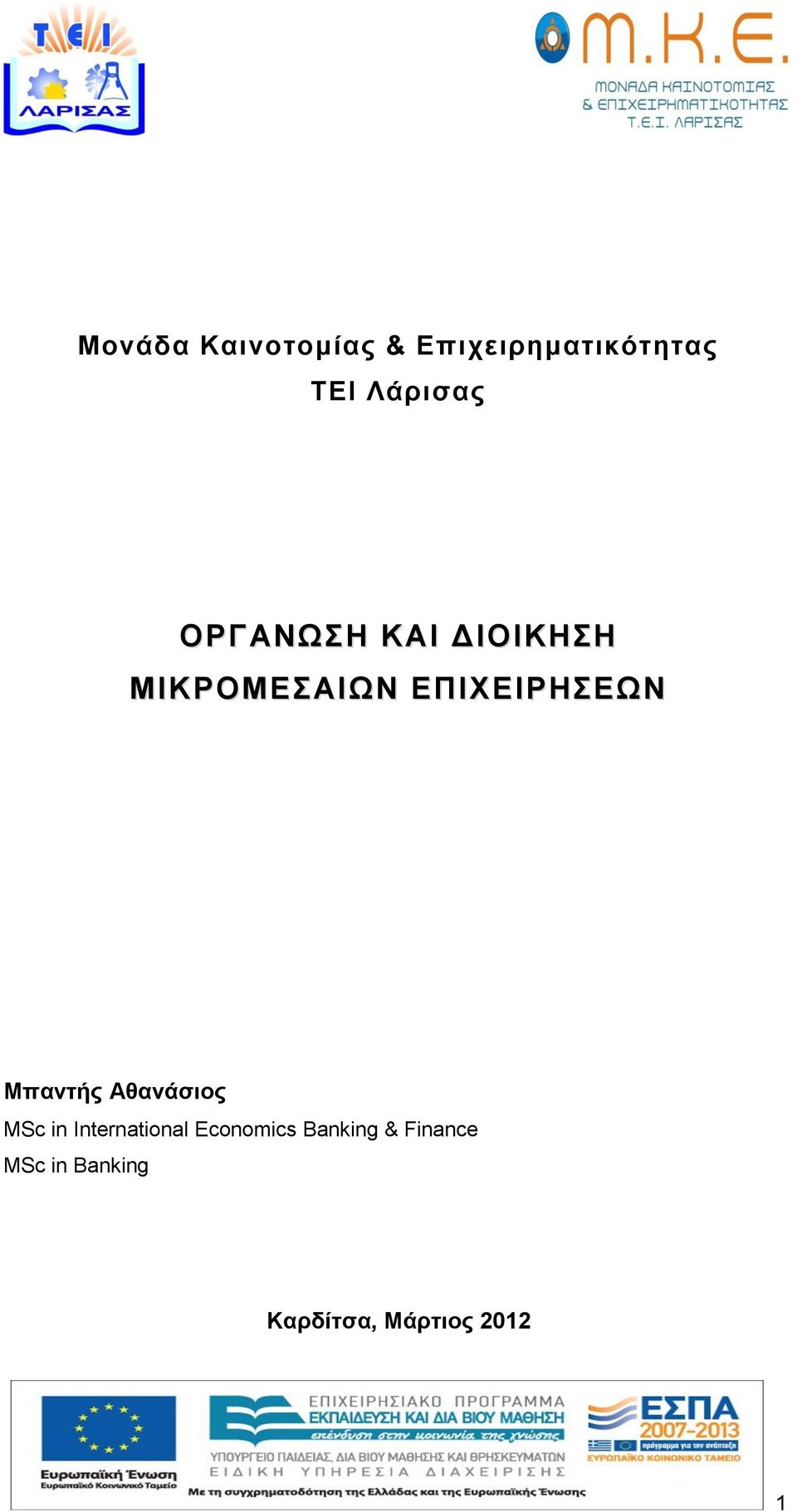 ΕΠΙΧΕΙΡΗΣΕΩΝ Μπαντής Αθανάσιος MSc in International