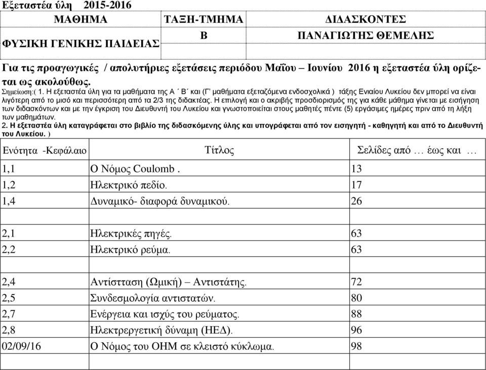 63 2,2 Ηλεκτρικό ρεύμα. 63 2,4 Αντίστταση (Ωμική) Αντιστάτης. 72 2,5 Συνδεσμολογία αντιστατών.