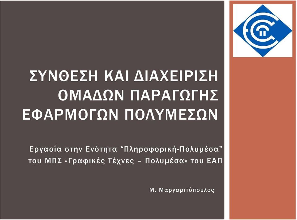 Πληροφορική-Πολυμέσα του ΜΠΣ «Γραφικές