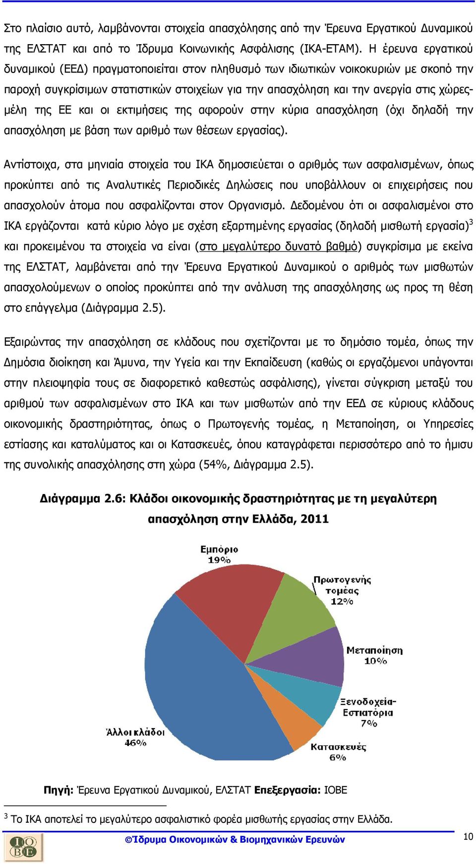 της ΕΕ και οι εκτιµήσεις της αφορούν στην κύρια απασχόληση (όχι δηλαδή την απασχόληση µε βάση των αριθµό των θέσεων εργασίας).