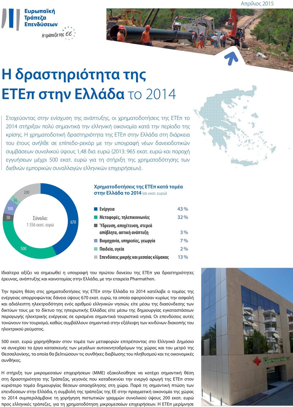 ευρώ (2013: 965 εκατ. ευρώ και παροχή εγγυήσεων μέχρι 500 εκατ. ευρώ για τη στήριξη της χρηματοδότησης των διεθνών εμπορικών συναλλαγών ελληνικών επιχειρήσεων).