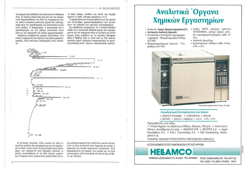 Ο διαχωρισμός, η αναγνώριση και ο προσδιορισμός των επί μέρους συστατικών έγινε μόνο με την εφαρμογή της αερίου χρωματογραφίας.
