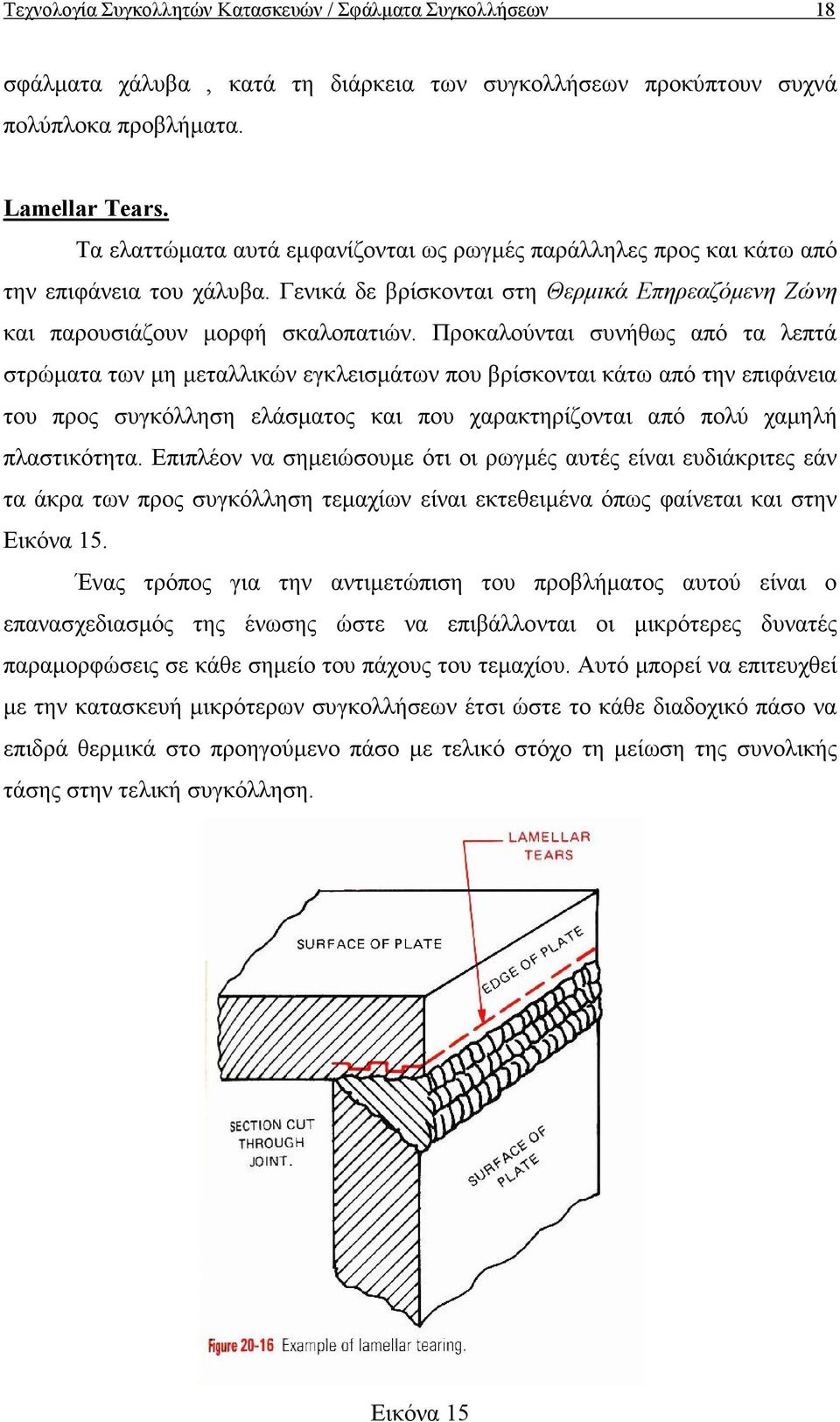 Προκαλούνται συνήθως από τα λεπτά στρώµατα των µη µεταλλικών εγκλεισµάτων που βρίσκονται κάτω από την επιφάνεια του προς συγκόλληση ελάσµατος και που χαρακτηρίζονται από πολύ χαµηλή πλαστικότητα.