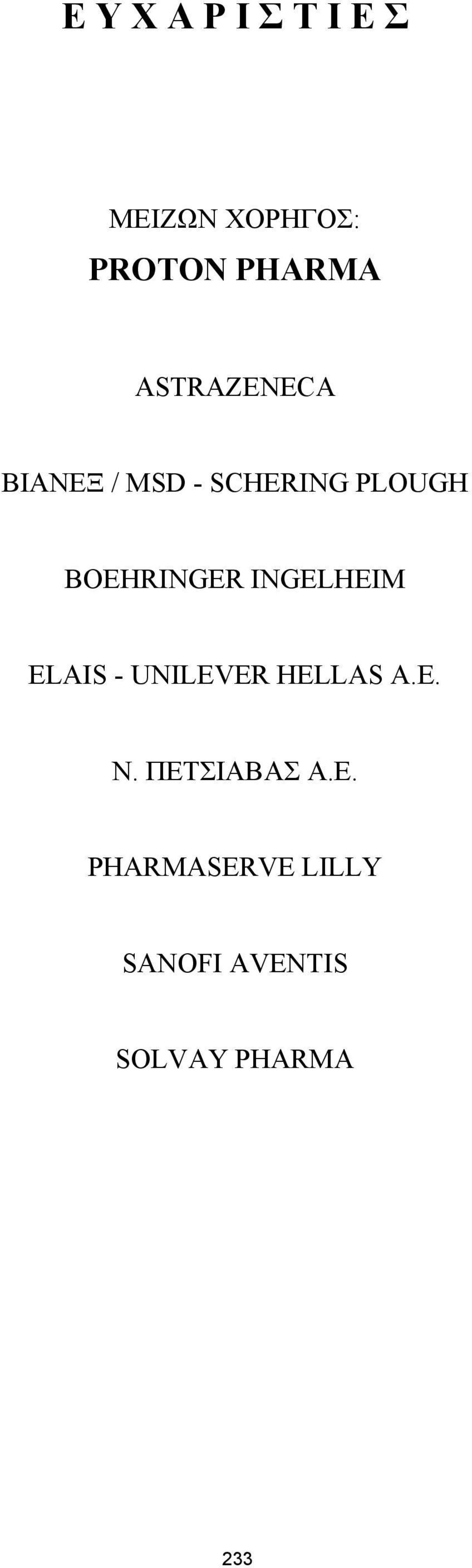 INGELHEIM ELAIS - UNILEVER HELLAS A.E. Ν. ΠΕΤΣΙΑΒΑΣ Α.