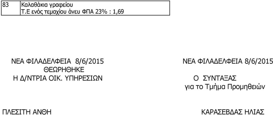 8/6/2015 ΝΕΑ ΦΙΛΑΔΕΛΦΕΙΑ 8/6/2015 ΘΕΩΡΗΘΗΚΕ Η