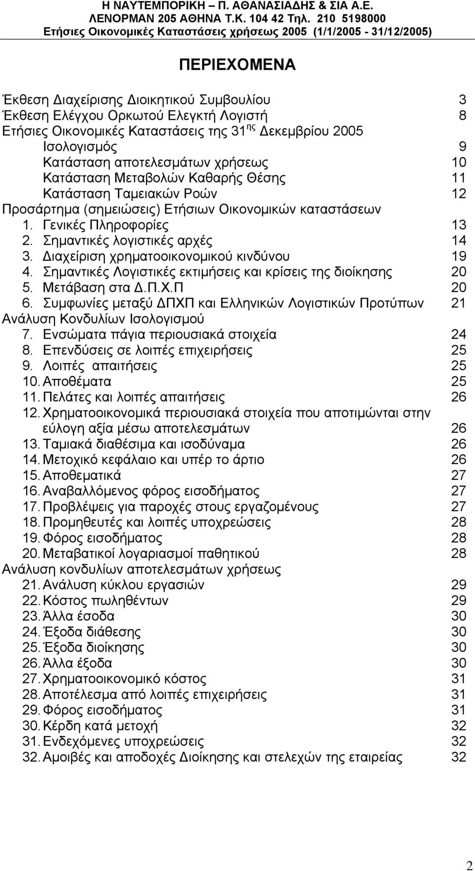 Διαχείριση χρηματοοικονομικού κινδύνου 19 4. Σημαντικές Λογιστικές εκτιμήσεις και κρίσεις της διοίκησης 20 5. Μετάβαση στα Δ.Π.Χ.Π 20 6.