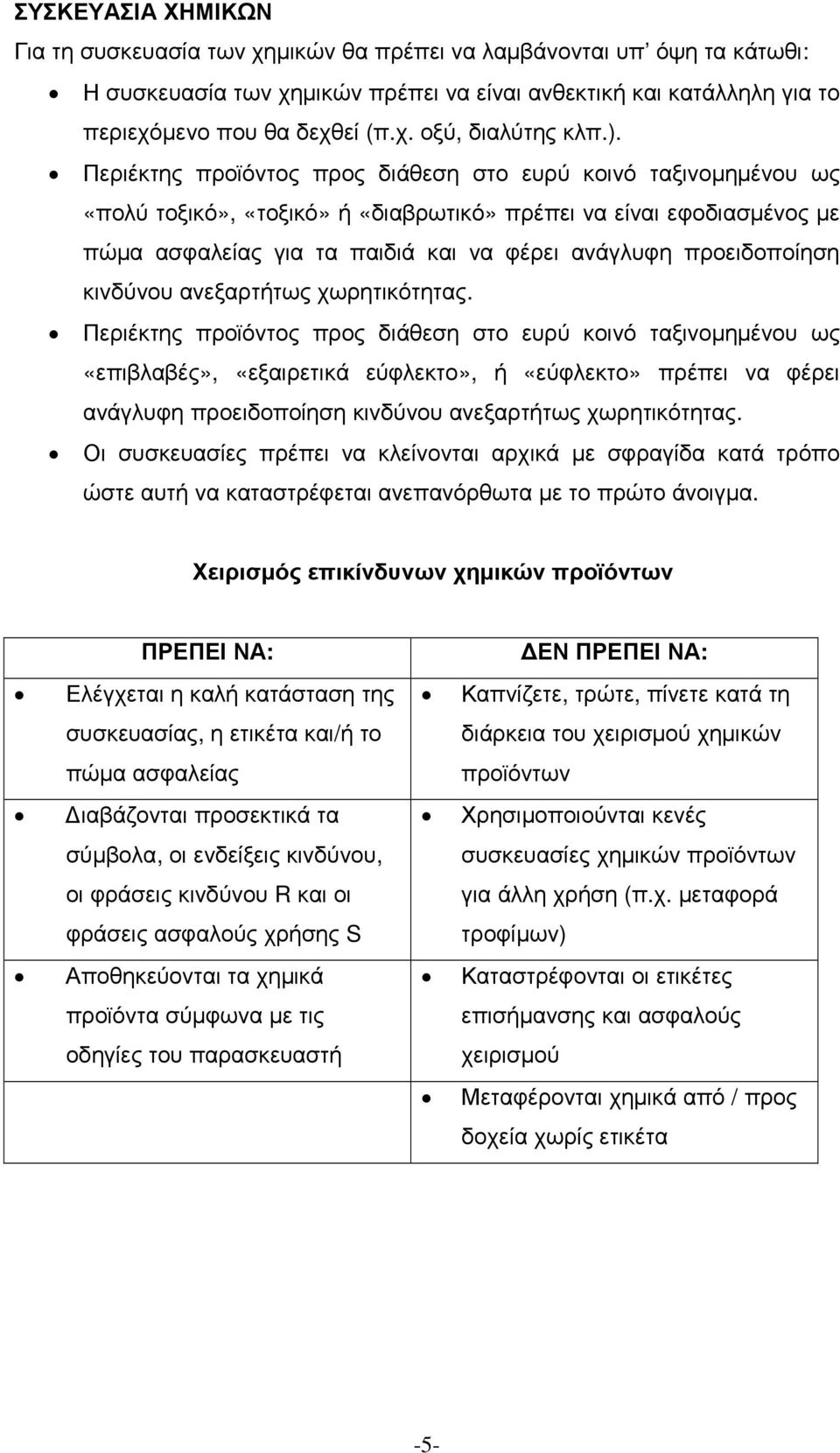 προειδοποίηση κινδύνου ανεξαρτήτως χωρητικότητας.