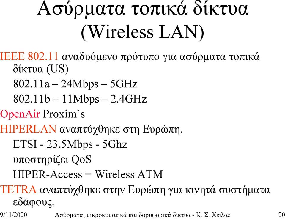 4GHz OpenAir Proxim s HIPERLAN αναπτύχθηκε στη Ευρώπη.