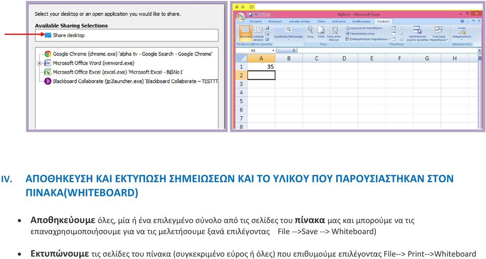 επαναχρησιμοποιήσουμε για να τις μελετήσουμε ξανά επιλέγοντας File -->Save --> Whiteboard)