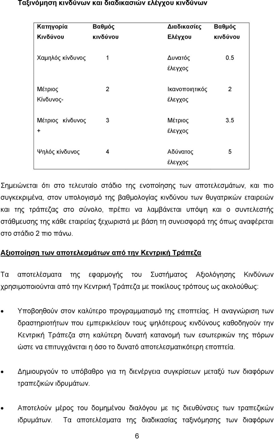 5 Ψηλός κίνδυνος 4 Αδύνατος έλεγχος 5 Σηµειώνεται ότι στο τελευταίο στάδιο της ενοποίησης των αποτελεσµάτων, και πιο συγκεκριµένα, στον υπολογισµό της βαθµολογίας κινδύνου των θυγατρικών εταιρειών