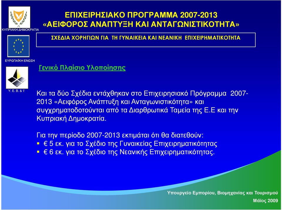 και Ανταγωνιστικότητα» και συγχρηµατοδοτούνται από τα ιαρθρωτικά Ταµεία της Ε.Ε και την Κυπριακή ηµοκρατία.