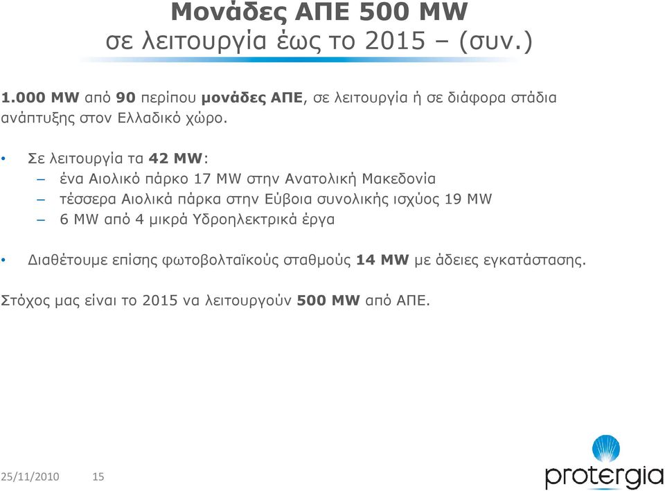 Σε λειτουργία τα 42 MW: ένα Αιολικό πάρκο 17 MW στην Ανατολική Μακεδονία τέσσερα Αιολικά πάρκα στην Εύβοια
